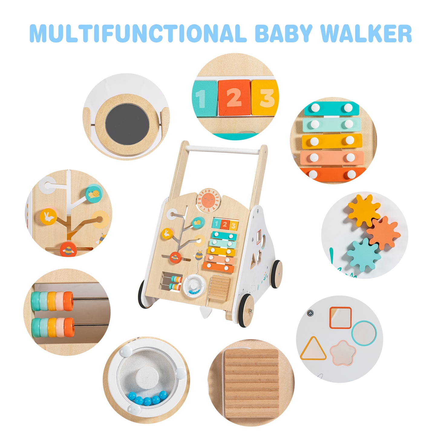 Wooden Baby Walker with Music Box