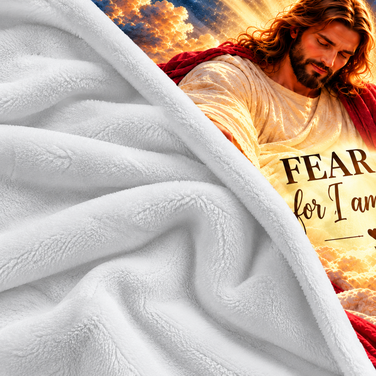 Twefex Jesus Christian Blanket, Soft Flannel Throw with Fear Not Isaiah 41:10 Bible Verse, Inspirational Faith Gift