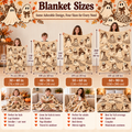 Twefex Leopard Ghost Halloween Blanket, Soft Flannel Throw with Cute Ghosts, Bows and Witch Hat Print, Neutral Fall Decor and Gift