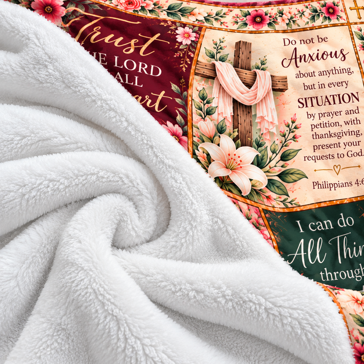Twefex Christian Bible Verse Blanket, Soft Floral Flannel Throw with Proverbs 31:25, Inspirational Faith Gift for Women