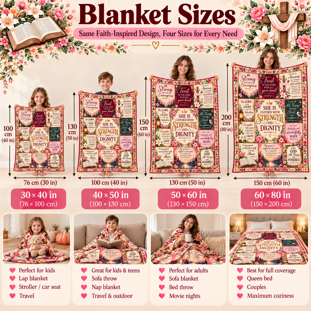 Twefex Christian Bible Verse Blanket, Soft Floral Flannel Throw with Proverbs 31:25, Inspirational Faith Gift for Women