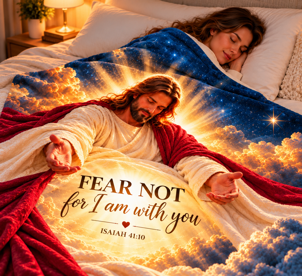 Twefex Jesus Christian Blanket, Soft Flannel Throw with Fear Not Isaiah 41:10 Bible Verse, Inspirational Faith Gift