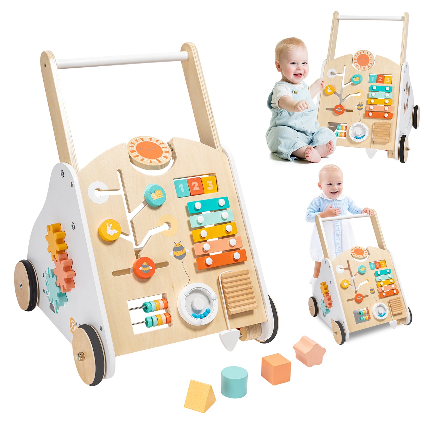 Wooden Baby Walker with Music Box